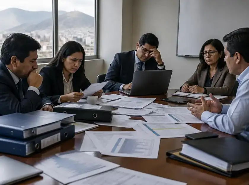 Reunión ejecutiva con información fragmentada