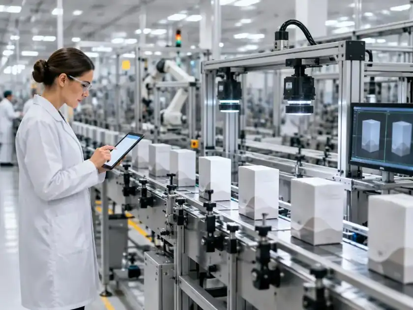 Planta moderna de productos de consumo con inspección por visión