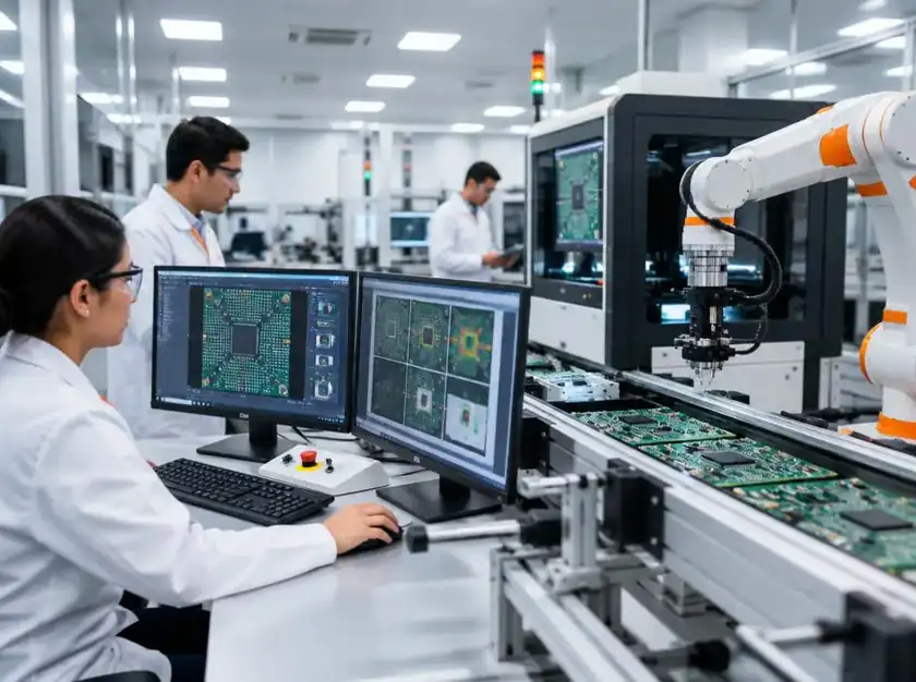 Laboratorio electrónico con inspección automatizada