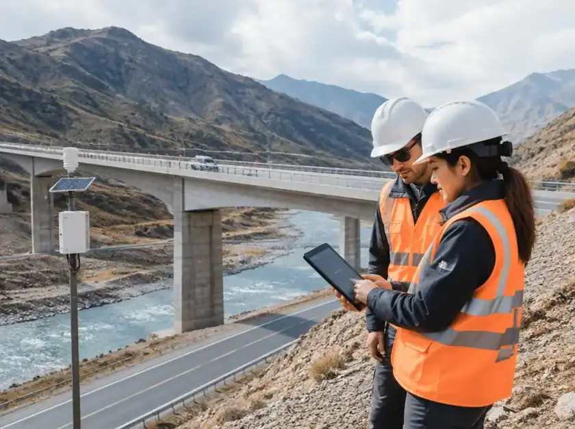 Puente moderno monitoreado con sensores