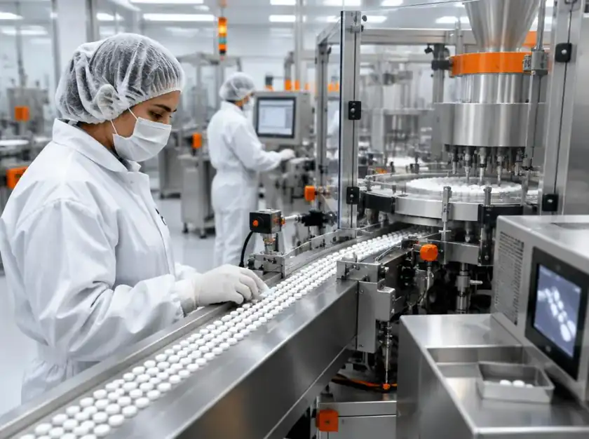 Línea farmacéutica automatizada