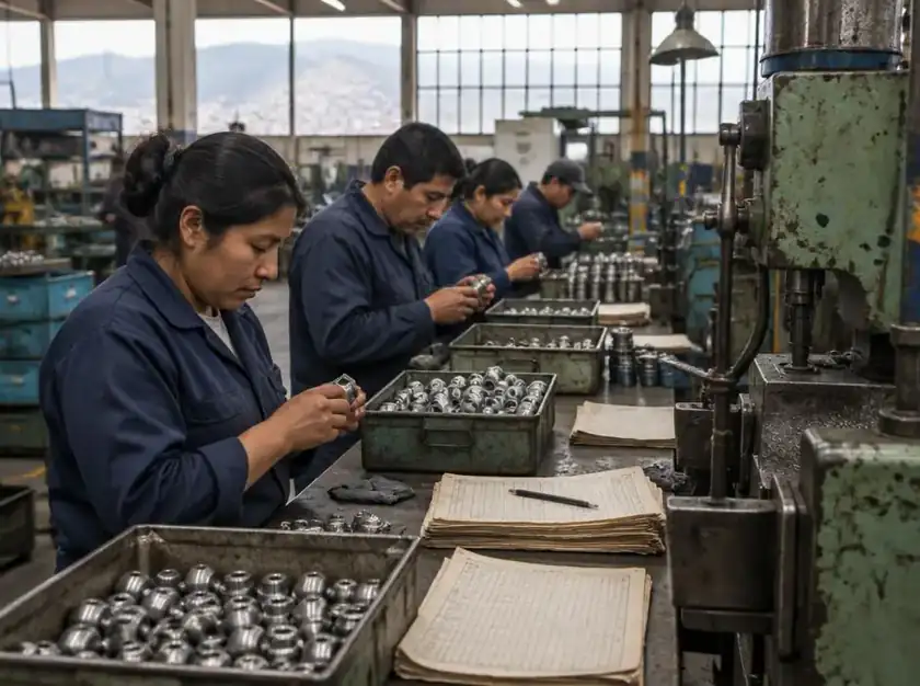 Línea industrial operada manualmente