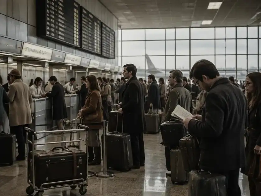 Aeropuerto antiguo con facturación manual